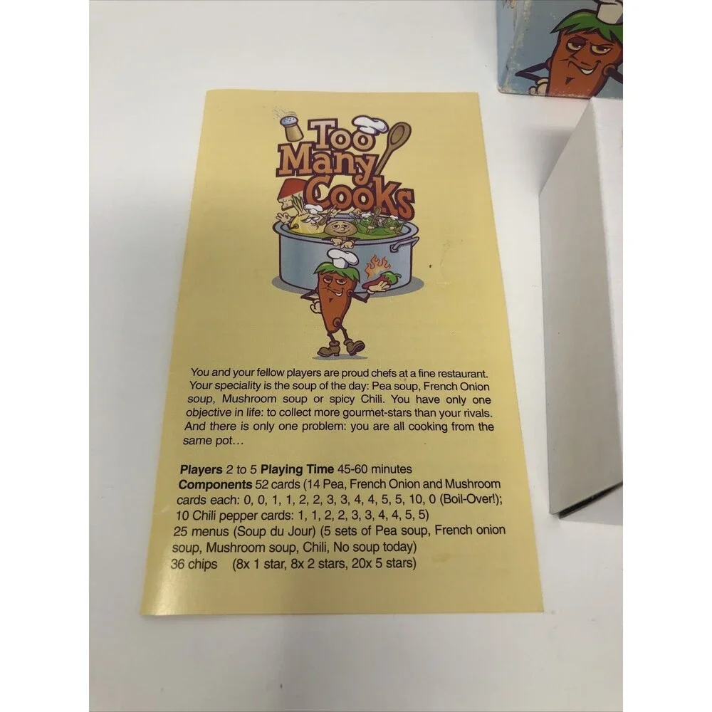 Too Many Cooks Card Game 2002 by Reiner Knizia R&R Games HTF RARE Complete